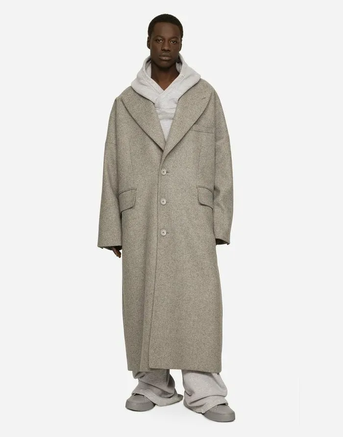Dolce and Gabbana Coats And Jackets Men Deconstructed Singlebreasted Wool Coat Grey Dolce and Gabbana Coats And Jackets Men Deconstructed Singlebreasted Wool Coat Grey