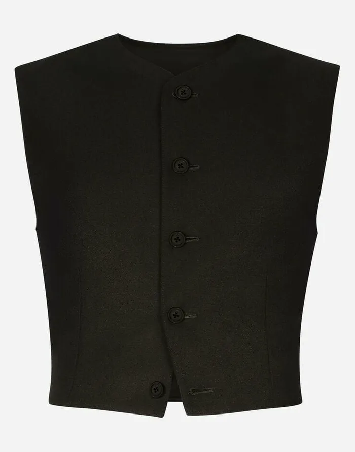 Dolce and Gabbana Coats And Jackets Men Full Milano Jersey And Wool Gabardine Vest Black