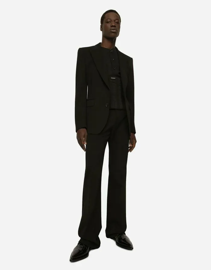 Dolce and Gabbana Coats And Jackets Men Full Milano Jersey And Wool Gabardine Vest Black Dolce and Gabbana Coats And Jackets Men Full Milano Jersey And Wool Gabardine Vest Black