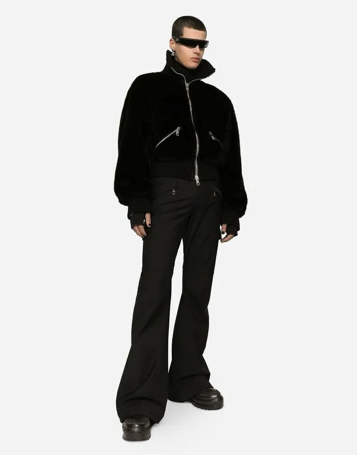 Dolce and Gabbana Coats And Jackets Men Highnecked Faux Fur Jacket Black Dolce and Gabbana Coats And Jackets Men Highnecked Faux Fur Jacket Black