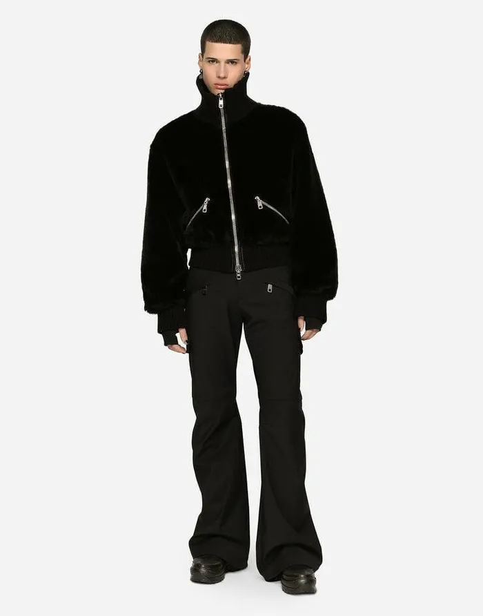 Dolce and Gabbana Coats And Jackets Men Highnecked Faux Fur Jacket Black Dolce and Gabbana Coats And Jackets Men Highnecked Faux Fur Jacket Black
