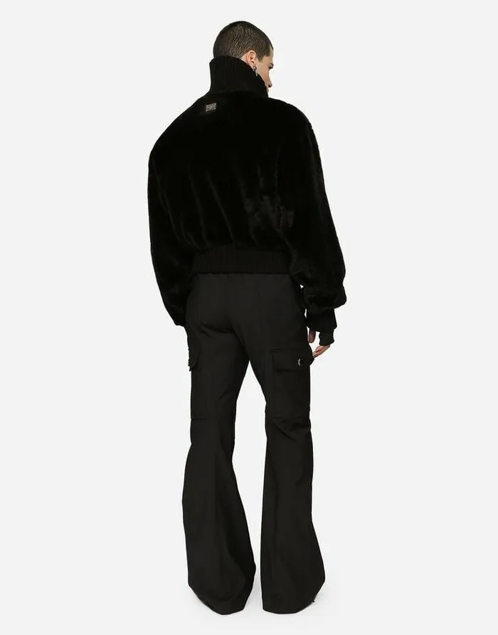 Dolce and Gabbana Coats And Jackets Men Highnecked Faux Fur Jacket Black Dolce and Gabbana Coats And Jackets Men Highnecked Faux Fur Jacket Black