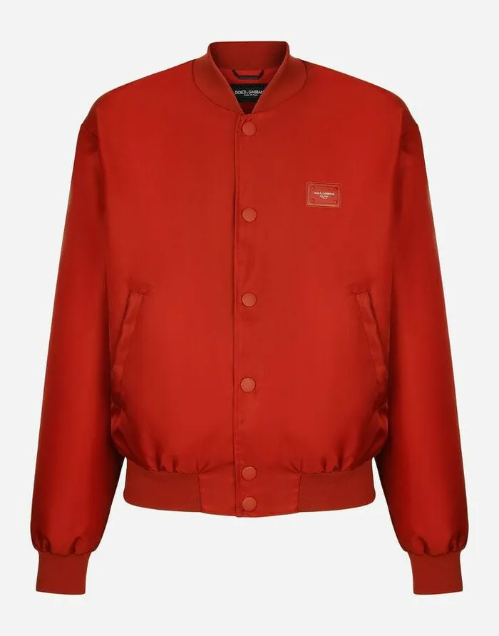 Dolce and Gabbana Coats And Jackets Men Nylon Jacket With Branded Plate Red