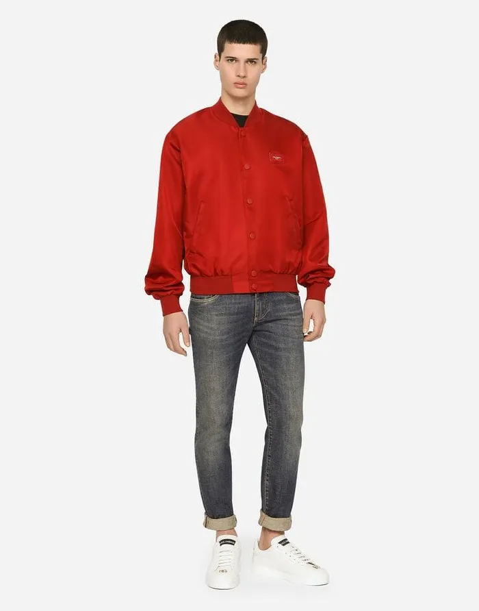 Dolce and Gabbana Coats And Jackets Men Nylon Jacket With Branded Plate Red Dolce and Gabbana Coats And Jackets Men Nylon Jacket With Branded Plate Red