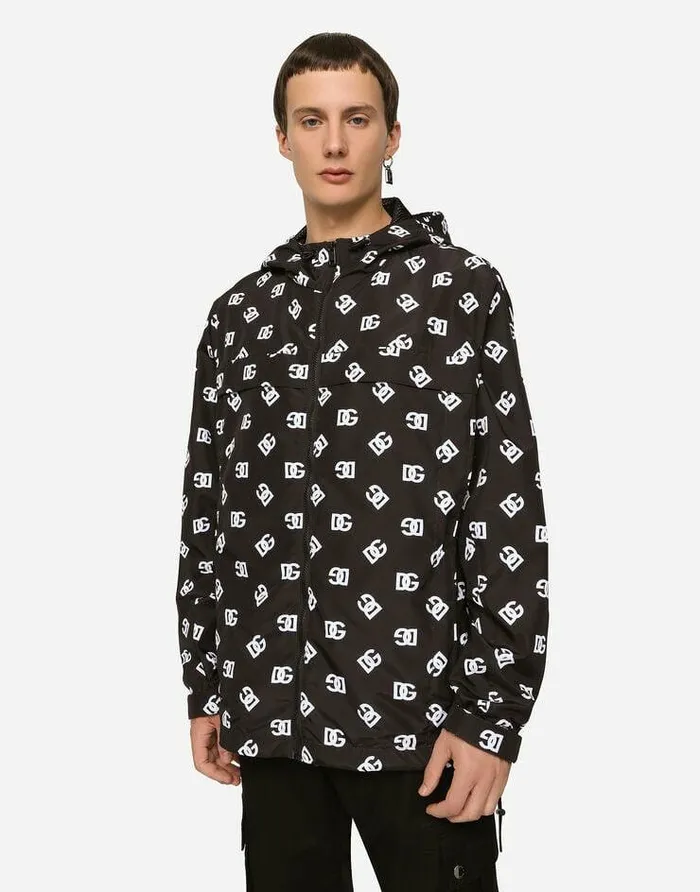 Dolce and Gabbana Coats And Jackets Men Quilted Nylon Jacket With Hood And DG Logo Print Multicolor Dolce and Gabbana Coats And Jackets Men Quilted Nylon Jacket With Hood And DG Logo Print Multicolor