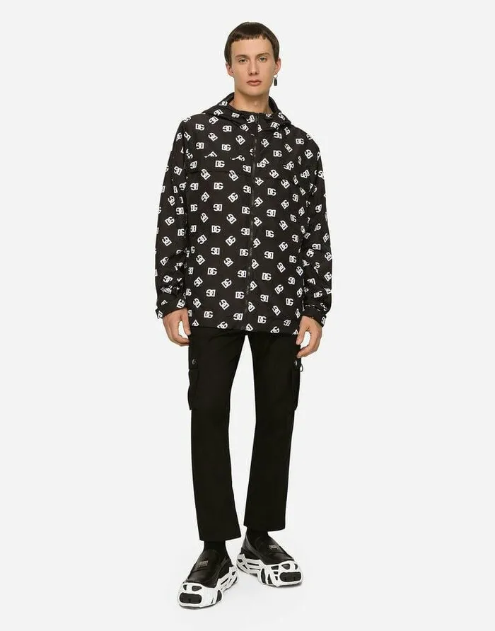 Dolce and Gabbana Coats And Jackets Men Quilted Nylon Jacket With Hood And DG Logo Print Multicolor Dolce and Gabbana Coats And Jackets Men Quilted Nylon Jacket With Hood And DG Logo Print Multicolor