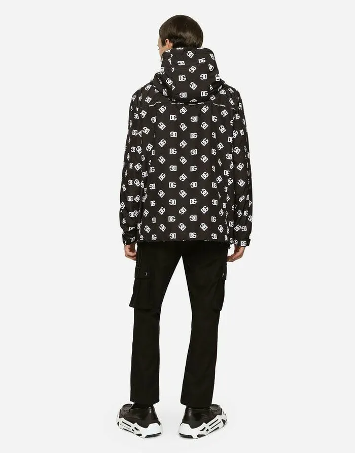 Dolce and Gabbana Coats And Jackets Men Quilted Nylon Jacket With Hood And DG Logo Print Multicolor Dolce and Gabbana Coats And Jackets Men Quilted Nylon Jacket With Hood And DG Logo Print Multicolor