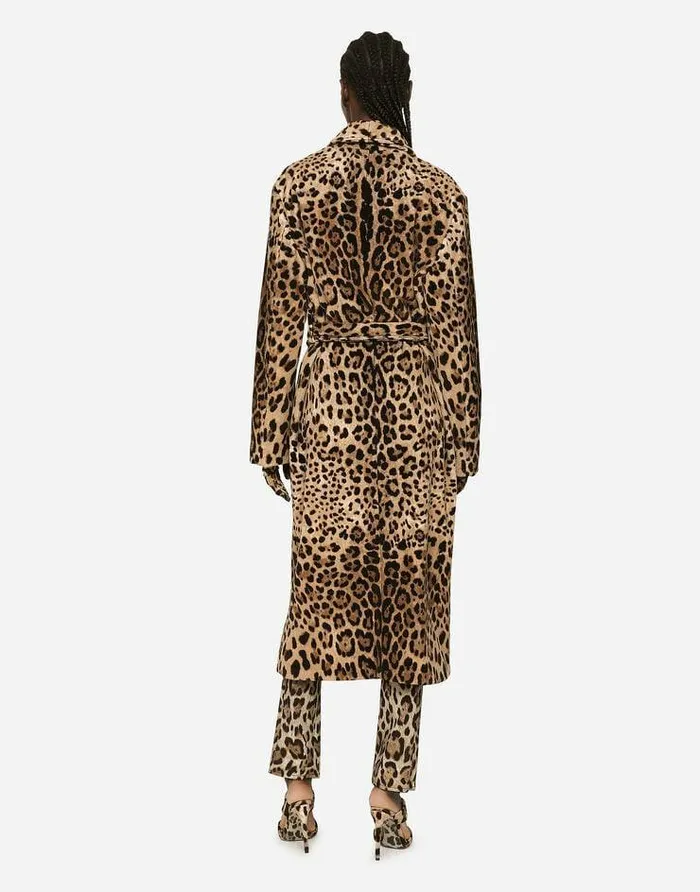 Dolce and Gabbana Coats And Jackets Women KIM DOLCEandGABBANA Leopardprint Terrycloth Coat With Belt And The ReEdition Label Animal Print Dolce and Gabbana Coats And Jackets Women KIM DOLCEandGABBANA Leopardprint Terrycloth Coat With Belt And The ReEdition Label Animal Print