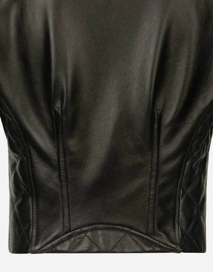 Dolce and Gabbana Coats And Jackets Women Short Leather Biker Jacket Black Dolce and Gabbana Coats And Jackets Women Short Leather Biker Jacket Black