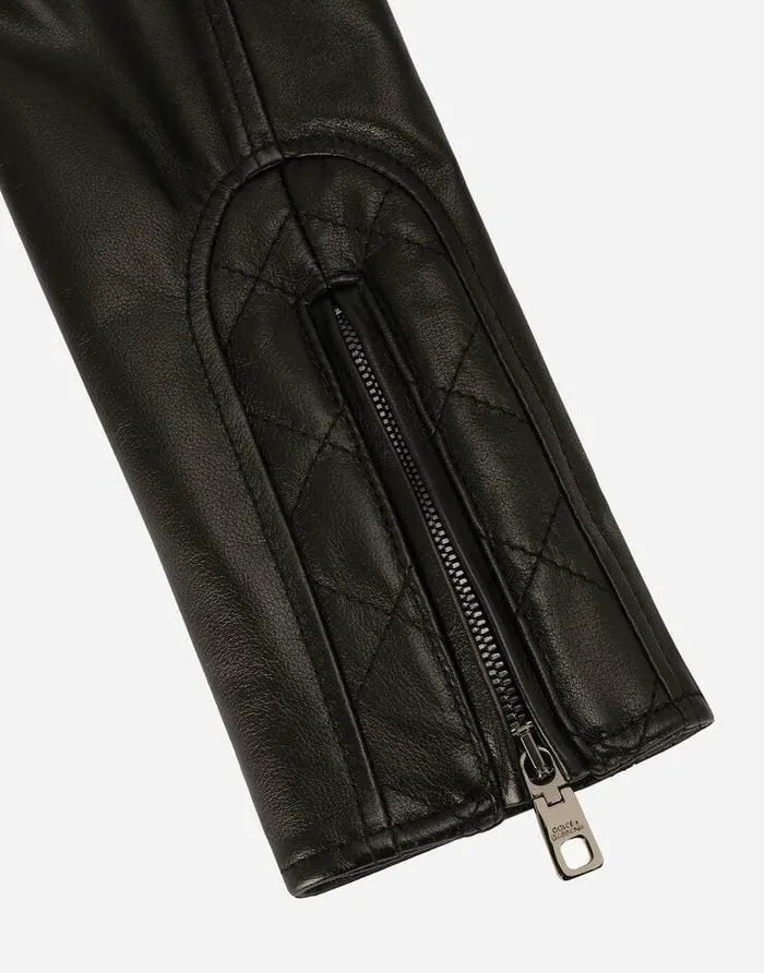 Dolce and Gabbana Coats And Jackets Women Short Leather Biker Jacket Black Dolce and Gabbana Coats And Jackets Women Short Leather Biker Jacket Black