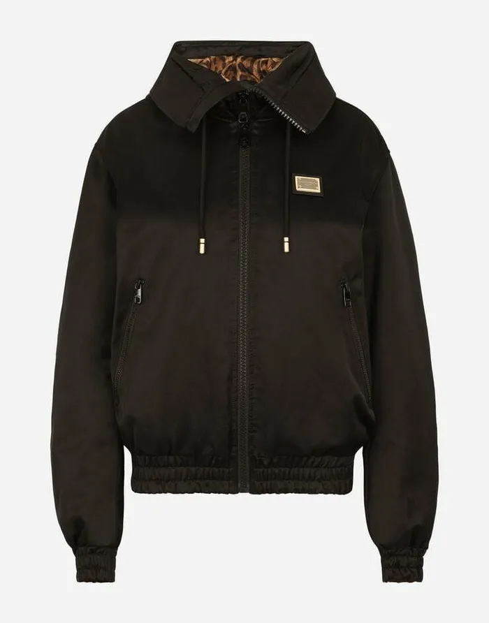 Dolce and Gabbana Coats And Jackets Women Technical Gabardine Jacket With Hood Black
