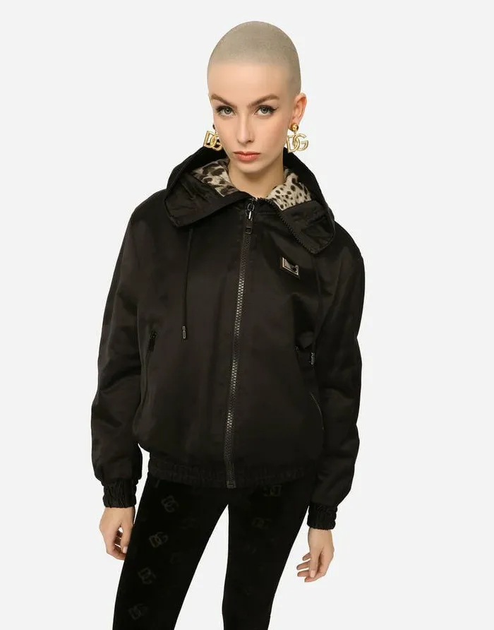 Dolce and Gabbana Coats And Jackets Women Technical Gabardine Jacket With Hood Black Dolce and Gabbana Coats And Jackets Women Technical Gabardine Jacket With Hood Black