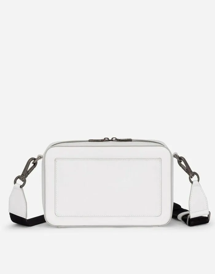 Dolce and Gabbana Crossbody Bags Men Calfskin Crossbody Bag With Raised Logo White Dolce and Gabbana Crossbody Bags Men Calfskin Crossbody Bag With Raised Logo White