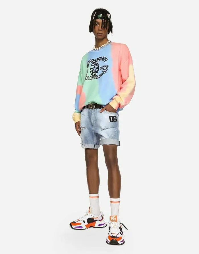 Dolce and Gabbana Denim Men Light Blue Denim Shorts With DG Patch Multicolor Dolce and Gabbana Denim Men Light Blue Denim Shorts With DG Patch Multicolor