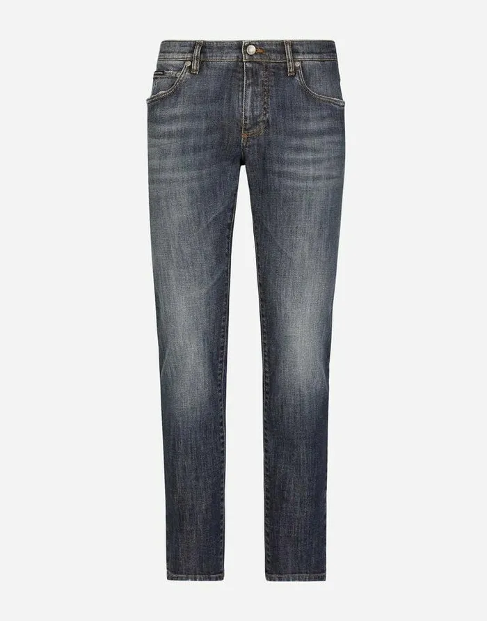 Dolce and Gabbana Denim Men Slim Fit Washed Stretch Jeans With Subtle Abrasions Multicolor Dolce and Gabbana Denim Men Slim Fit Washed Stretch Jeans With Subtle Abrasions Multicolor