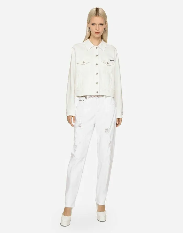 Dolce and Gabbana Denim Women Boyfriend Jeans With Rips White Dolce and Gabbana Denim Women Boyfriend Jeans With Rips White