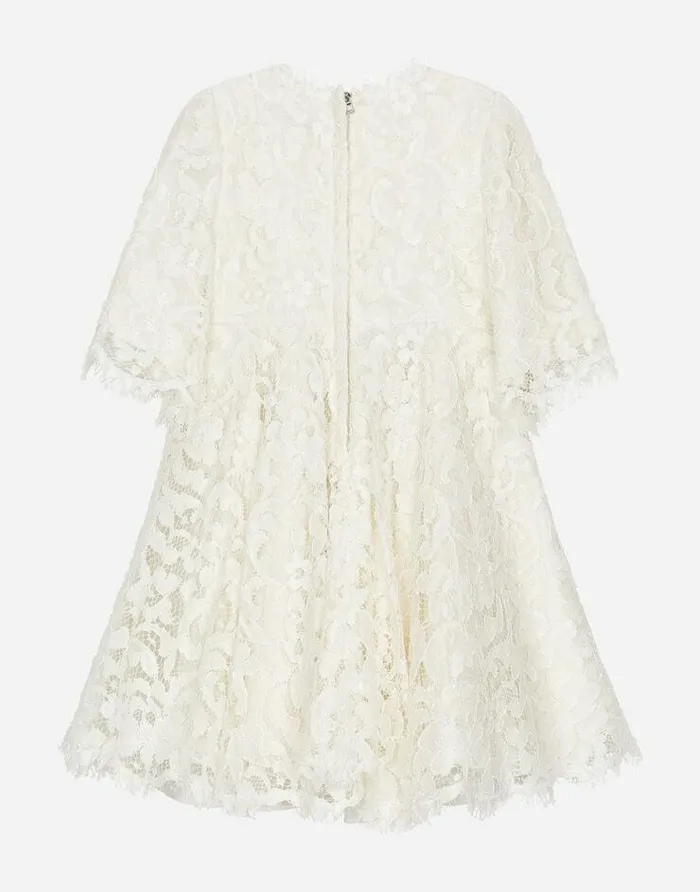 Dolce and Gabbana Dresses Children Cordonetto Lace Midi Dress Beige Dolce and Gabbana Dresses Children Cordonetto Lace Midi Dress Beige