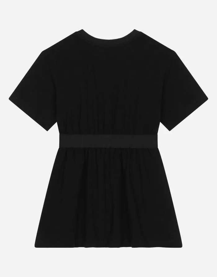 Dolce and Gabbana Dresses Children Interlock Dress With Branded Elastic Black Dolce and Gabbana Dresses Children Interlock Dress With Branded Elastic Black