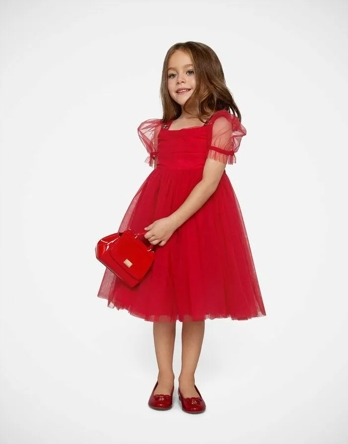 Dolce and Gabbana Dresses Children Long Tulle Dress Red Dolce and Gabbana Dresses Children Long Tulle Dress Red