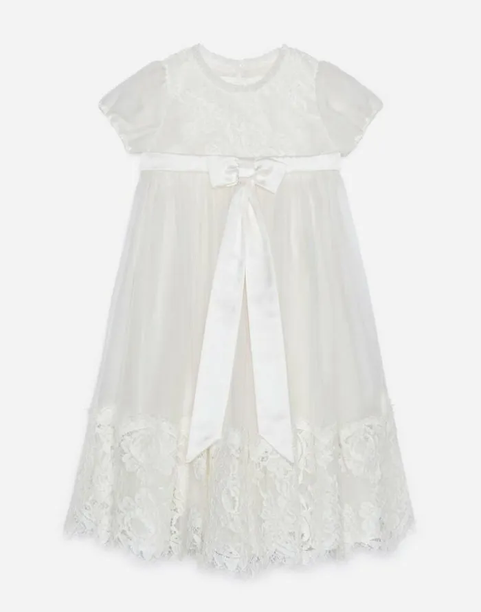 Dolce and Gabbana Dresses Children Silk Chiffon And Lace Dress White