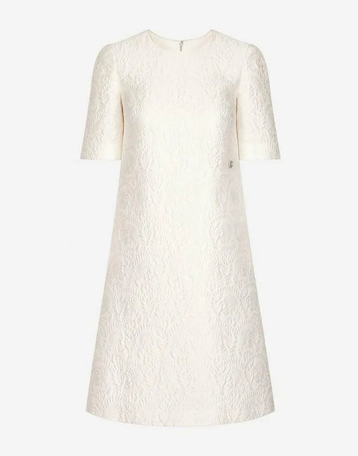 Dolce and Gabbana Dresses Women Floral Jacquard Midi Dress White