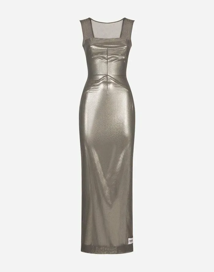 Dolce and Gabbana Dresses Women KIM DOLCEandGABBANA Long Foiled Jersey And Tulle Dress Multicolor