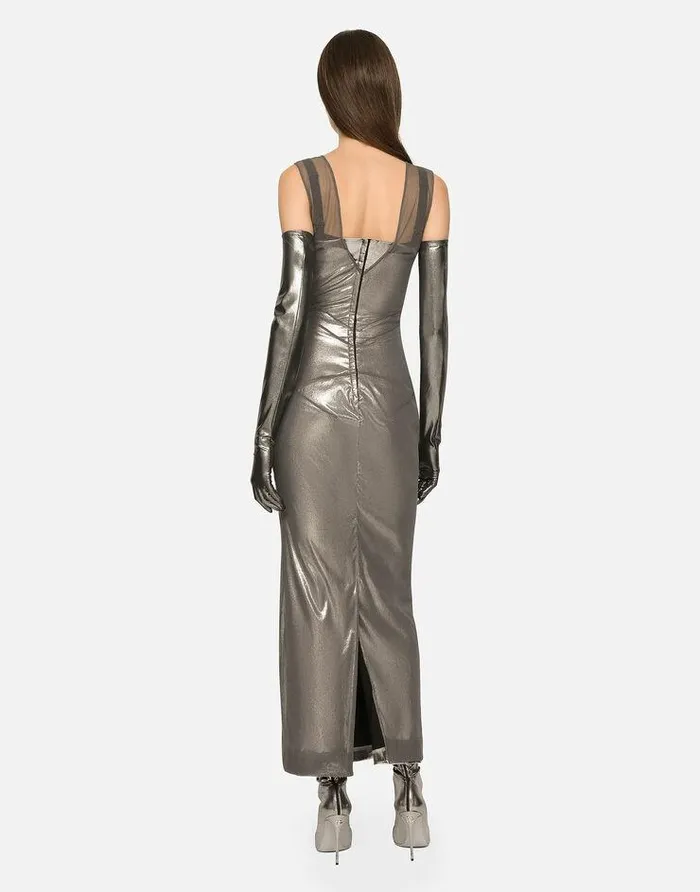 Dolce and Gabbana Dresses Women KIM DOLCEandGABBANA Long Foiled Jersey And Tulle Dress Multicolor Dolce and Gabbana Dresses Women KIM DOLCEandGABBANA Long Foiled Jersey And Tulle Dress Multicolor
