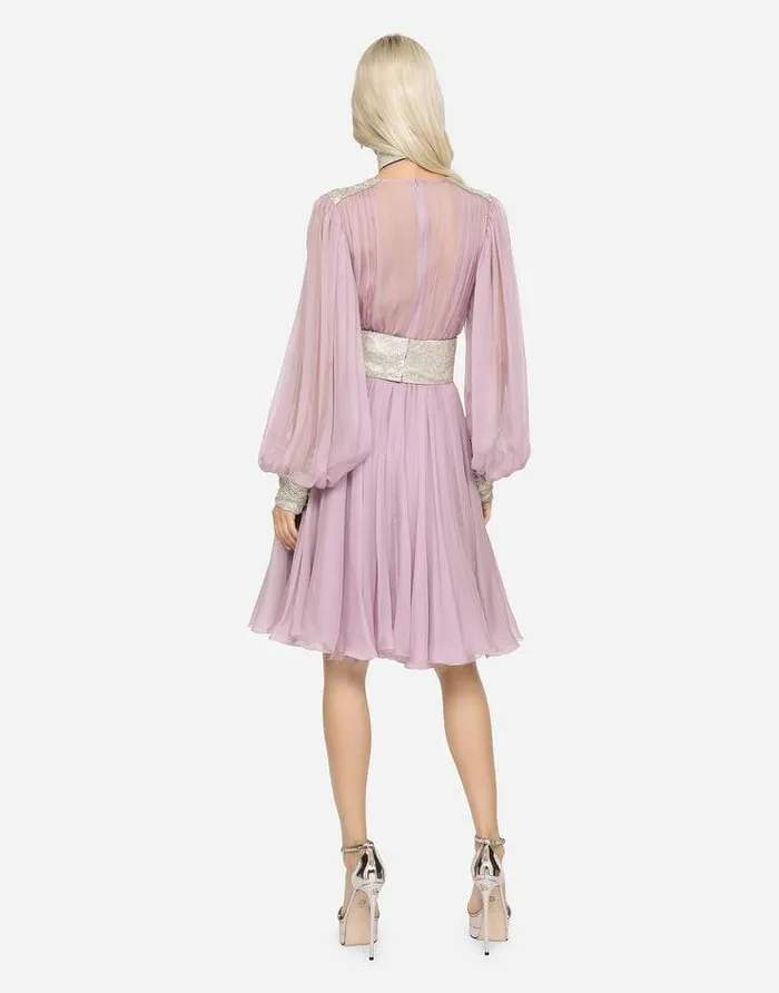 Dolce and Gabbana Dresses Women Short Chiffon Dress Lilac Dolce and Gabbana Dresses Women Short Chiffon Dress Lilac