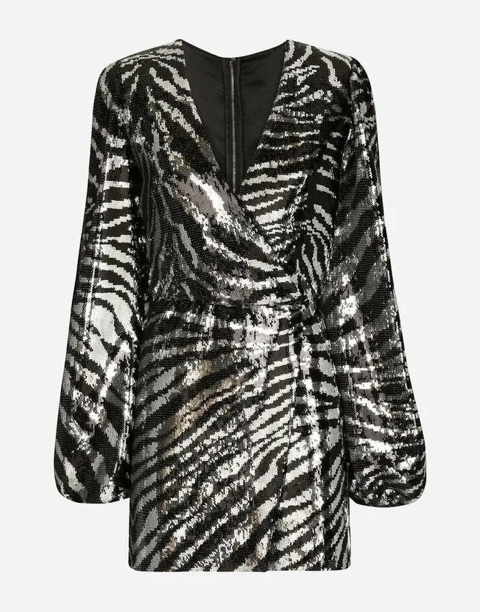 Dolce and Gabbana Dresses Women Short Sequined Wrap Dress Multicolor