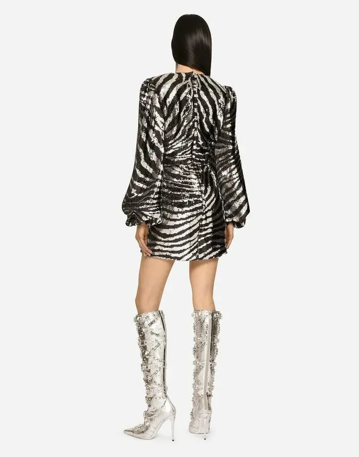 Dolce and Gabbana Dresses Women Short Sequined Wrap Dress Multicolor Dolce and Gabbana Dresses Women Short Sequined Wrap Dress Multicolor