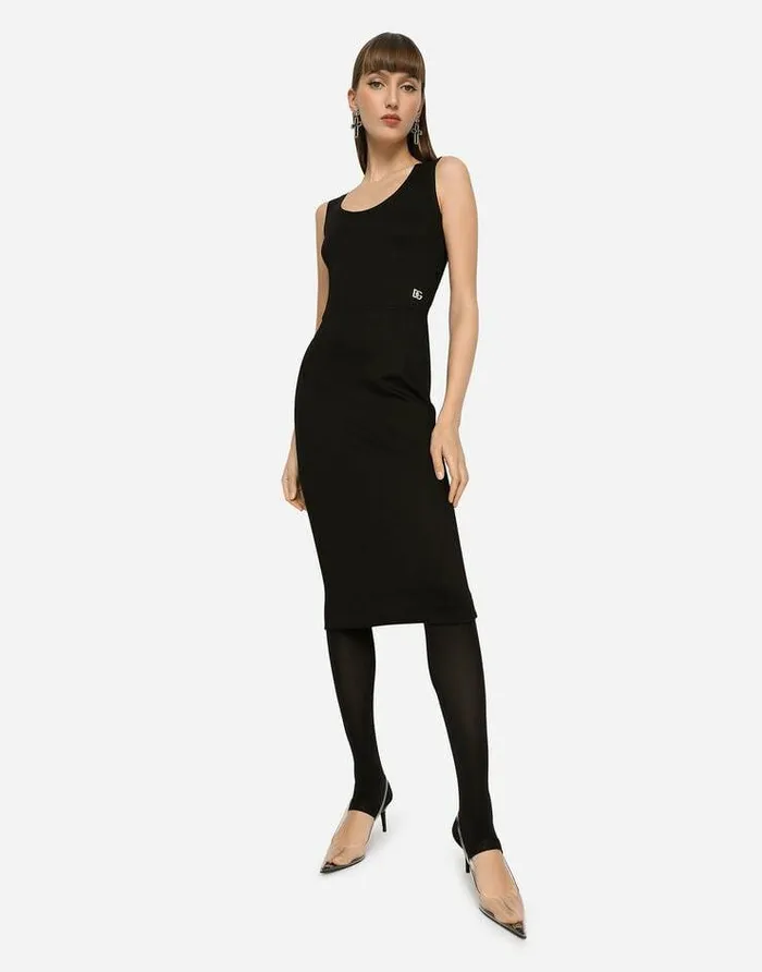 Dolce and Gabbana Dresses Women Sleeveless Milano Rib Midi Dress Black Dolce and Gabbana Dresses Women Sleeveless Milano Rib Midi Dress Black