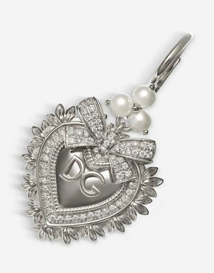 Dolce and Gabbana Earrings Women Devotion Earrings In White Gold With Diamonds And Pearls White Gold Dolce and Gabbana Earrings Women Devotion Earrings In White Gold With Diamonds And Pearls White Gold