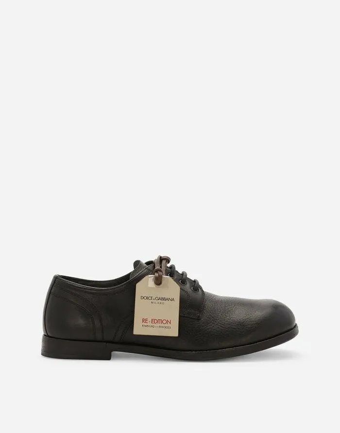 Dolce and Gabbana LaceUps Men Leather Derby Shoes Black