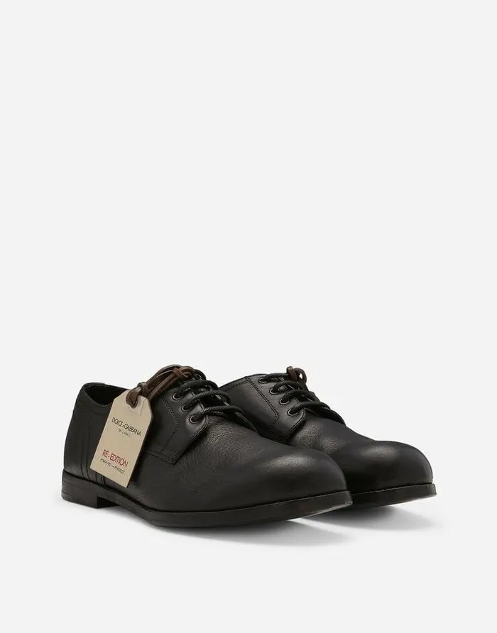 Dolce and Gabbana LaceUps Men Leather Derby Shoes Black