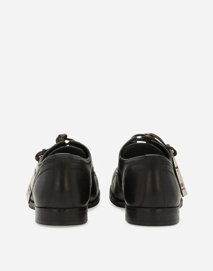 Dolce and Gabbana LaceUps Men Leather Derby Shoes Black