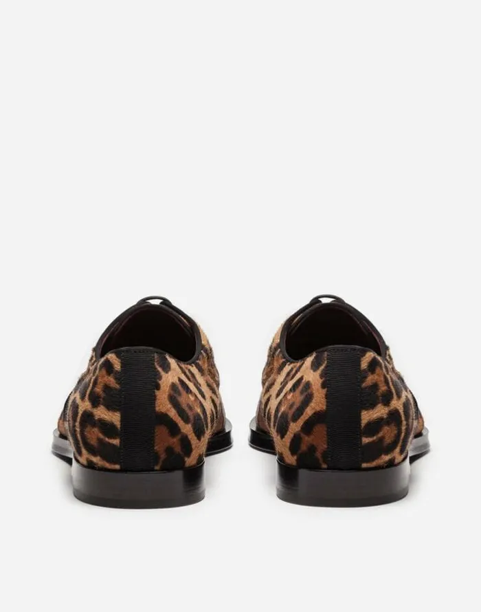 Dolce and Gabbana LaceUps Men Leopardprint Pony Hair Derby Shoes Multicolor Dolce and Gabbana LaceUps Men Leopardprint Pony Hair Derby Shoes Multicolor