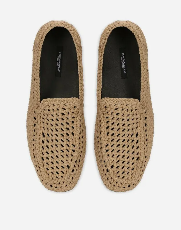 Dolce and Gabbana Loafers And Moccasins Men Crochet Slippers Brown Dolce and Gabbana Loafers And Moccasins Men Crochet Slippers Brown