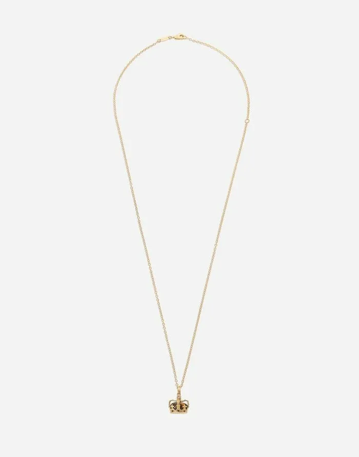 Dolce and Gabbana Necklaces Men Crown Yellow Gold Pendant With Iron Eye Yellow Gold Dolce and Gabbana Necklaces Men Crown Yellow Gold Pendant With Iron Eye Yellow Gold