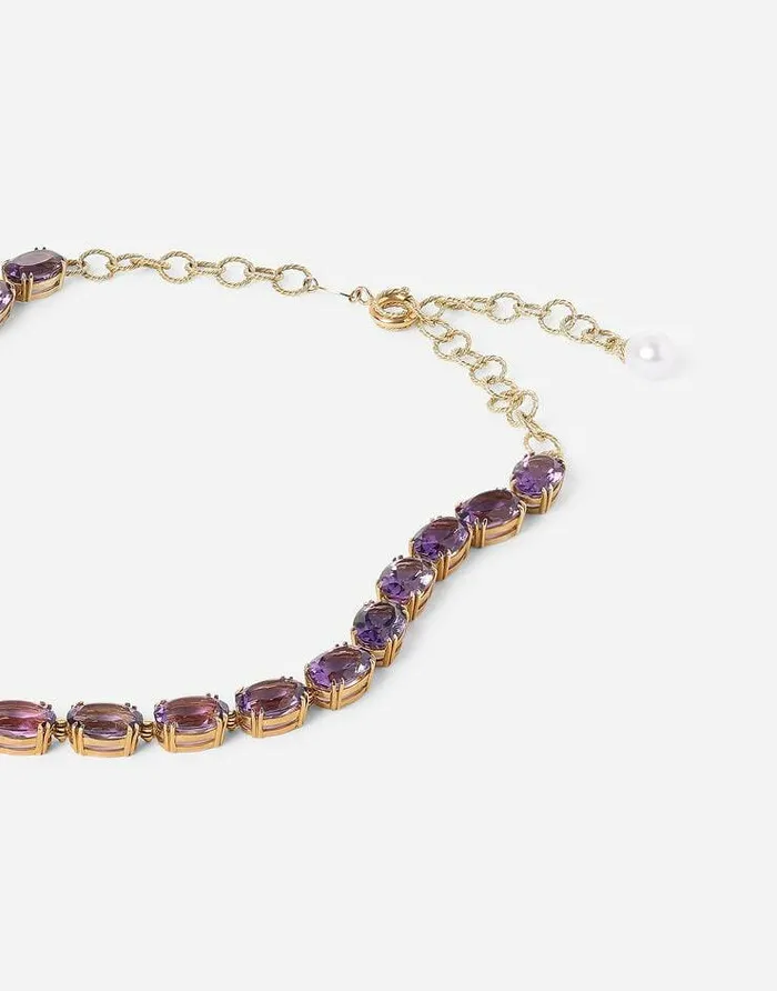 Dolce and Gabbana Necklaces Women Anna Necklace In Yellow 18kt Gold With Amethysts Gold Dolce and Gabbana Necklaces Women Anna Necklace In Yellow 18kt Gold With Amethysts Gold