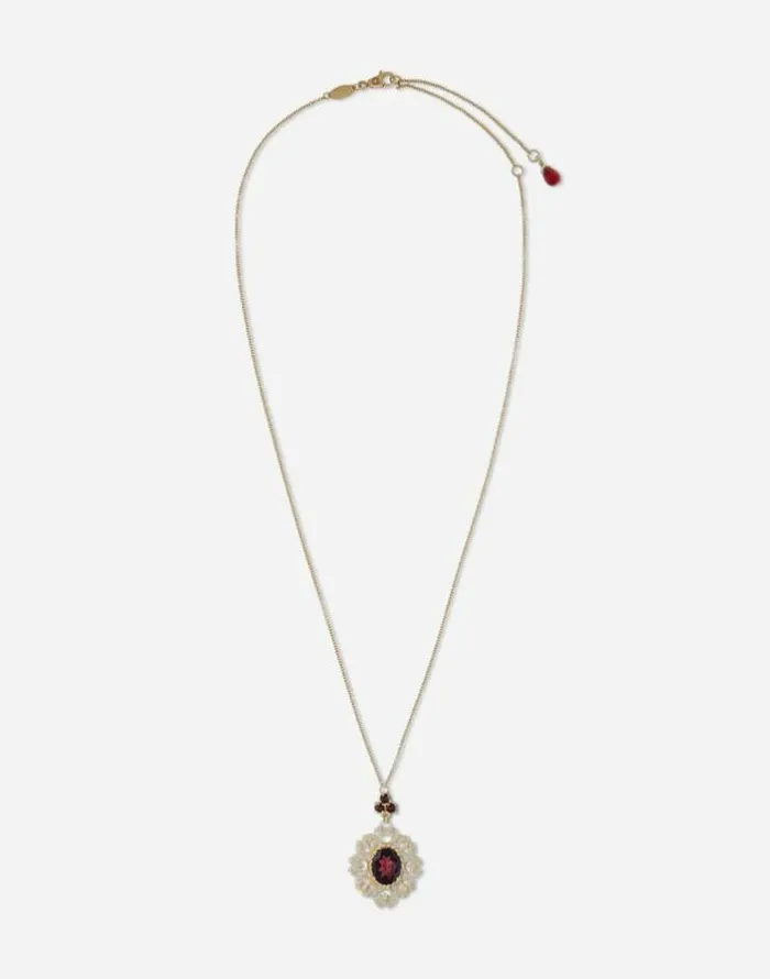 Dolce and Gabbana Necklaces Women Barocco Pendant In Yellow Gold With Rhodolite Garanets Gold Dolce and Gabbana Necklaces Women Barocco Pendant In Yellow Gold With Rhodolite Garanets Gold