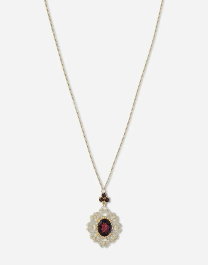Dolce and Gabbana Necklaces Women Barocco Pendant In Yellow Gold With Rhodolite Garanets Gold Dolce and Gabbana Necklaces Women Barocco Pendant In Yellow Gold With Rhodolite Garanets Gold
