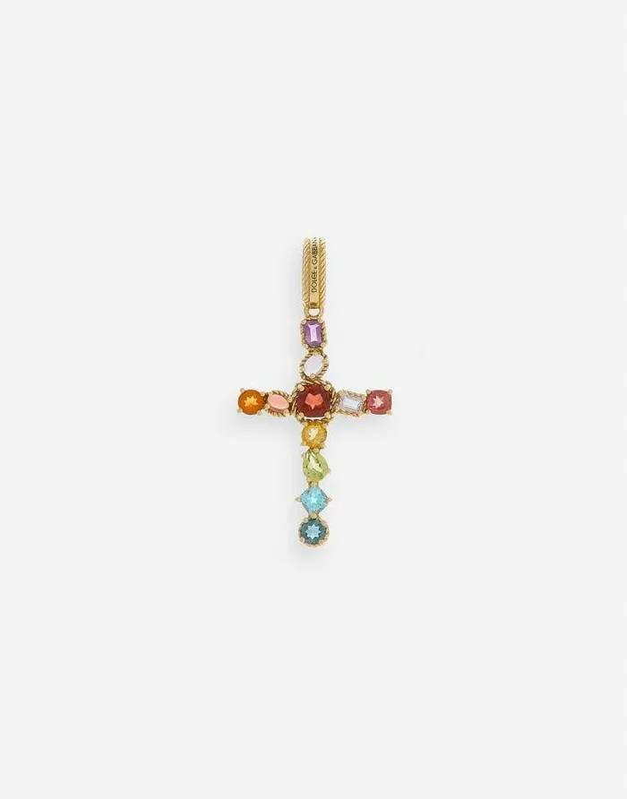 Dolce and Gabbana Necklaces Women Rainbow Charm In Yellow Gold 18kt With Multicolor Stones Gold Dolce and Gabbana Necklaces Women Rainbow Charm In Yellow Gold 18kt With Multicolor Stones Gold