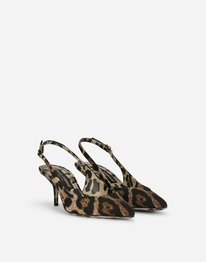 Dolce and Gabbana Pumps And Slingback Women Leopardprint Cotton Slingbacks Animal Print Dolce and Gabbana Pumps And Slingback Women Leopardprint Cotton Slingbacks Animal Print