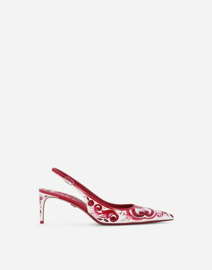 Dolce and Gabbana Pumps And Slingback Women Printed Polished Calfskin Slingbacks Multicolor Dolce and Gabbana Pumps And Slingback Women Printed Polished Calfskin Slingbacks Multicolor