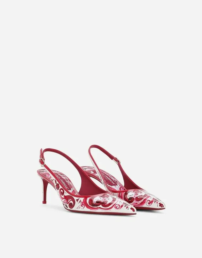 Dolce and Gabbana Pumps And Slingback Women Printed Polished Calfskin Slingbacks Multicolor Dolce and Gabbana Pumps And Slingback Women Printed Polished Calfskin Slingbacks Multicolor