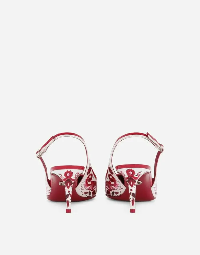 Dolce and Gabbana Pumps And Slingback Women Printed Polished Calfskin Slingbacks Multicolor Dolce and Gabbana Pumps And Slingback Women Printed Polished Calfskin Slingbacks Multicolor