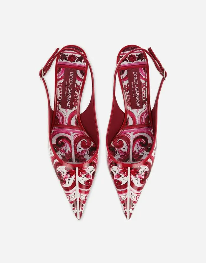 Dolce and Gabbana Pumps And Slingback Women Printed Polished Calfskin Slingbacks Multicolor Dolce and Gabbana Pumps And Slingback Women Printed Polished Calfskin Slingbacks Multicolor