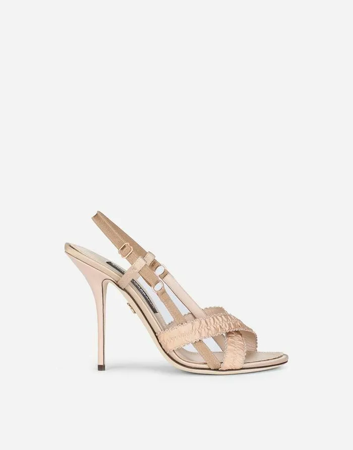 Dolce and Gabbana Sandals And Wedges Women Corsetstyle Satin Sandals Beige