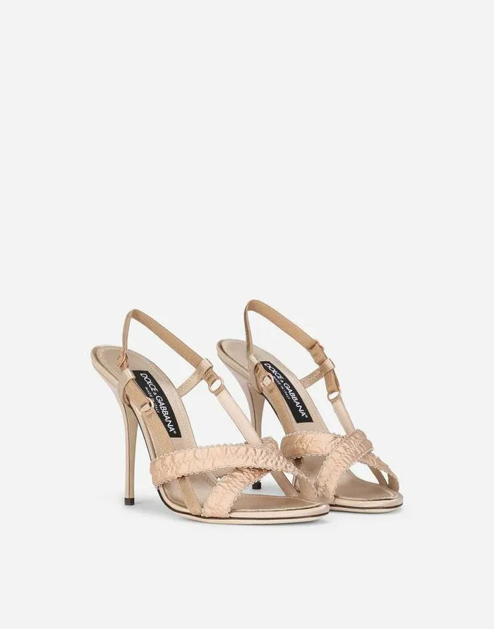 Dolce and Gabbana Sandals And Wedges Women Corsetstyle Satin Sandals Beige Dolce and Gabbana Sandals And Wedges Women Corsetstyle Satin Sandals Beige