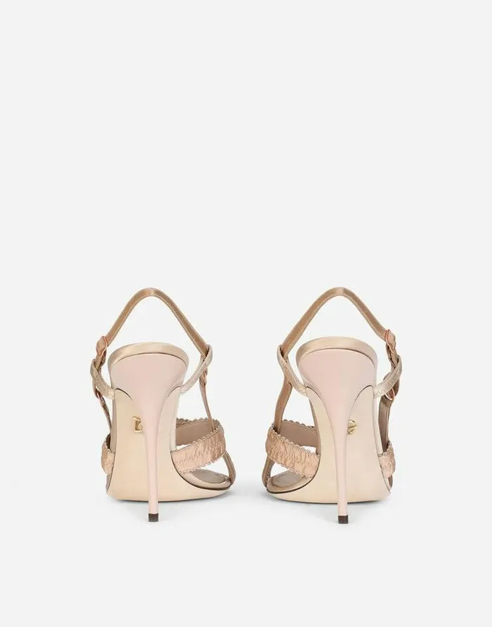 Dolce and Gabbana Sandals And Wedges Women Corsetstyle Satin Sandals Beige Dolce and Gabbana Sandals And Wedges Women Corsetstyle Satin Sandals Beige